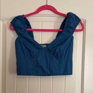 Abercrombie & Fitch Blue Ruffled Tank Top
